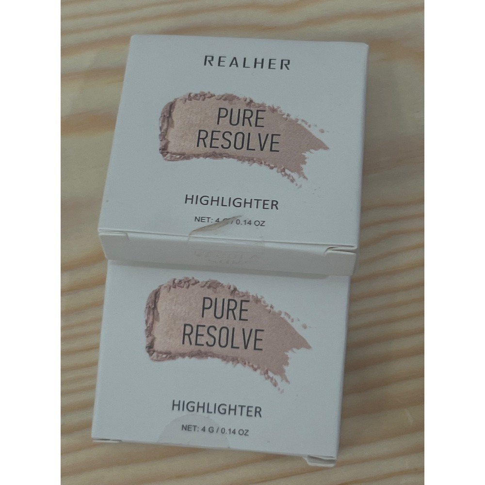 Lot of 2 REALHER Pure Resolve Highlighter Powder 4g 0.14oz Champagne Glow New